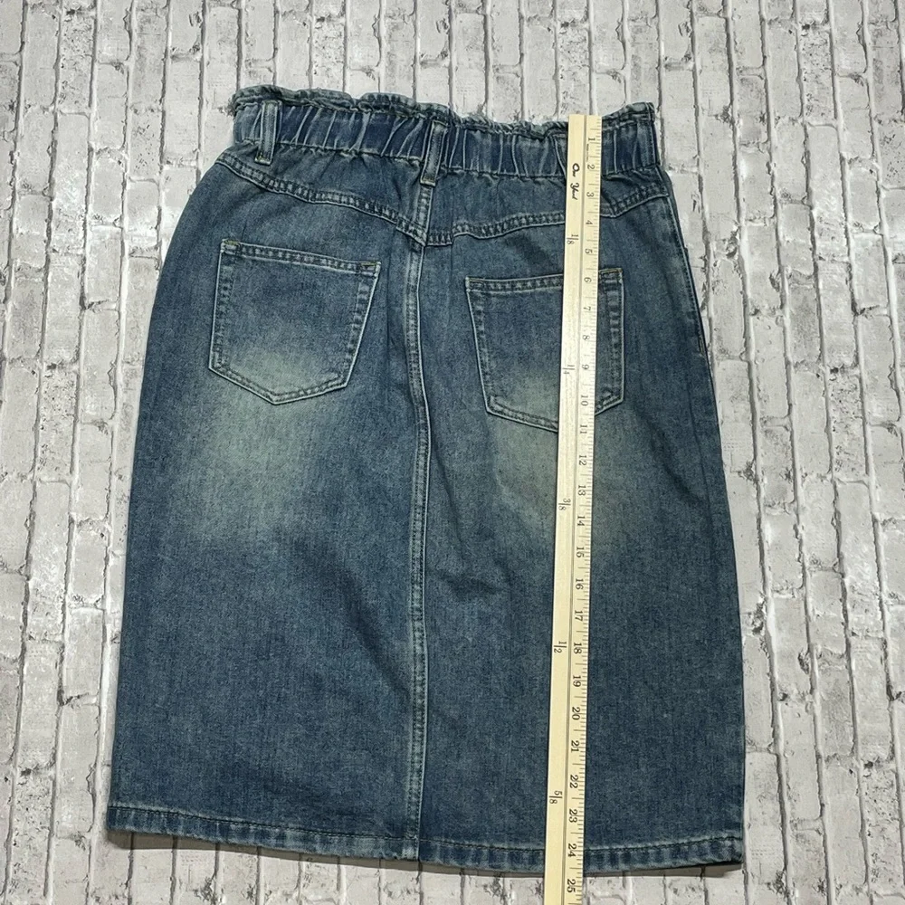 Casual Blue Denim Midi Skirt - Picture 3 of 5